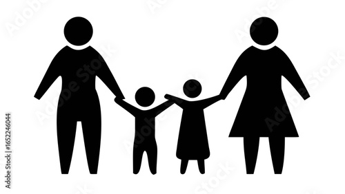 Unified Family Silhouette: A simplistic yet expressive depiction of a family's bond, holding hands, showcasing a cohesive unit that stands for strength, love, and belonging.