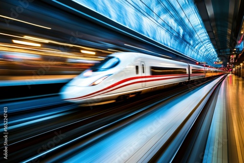 fast moving train in motion blur