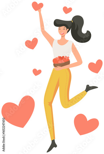 spreading love illustration concept girl with heart