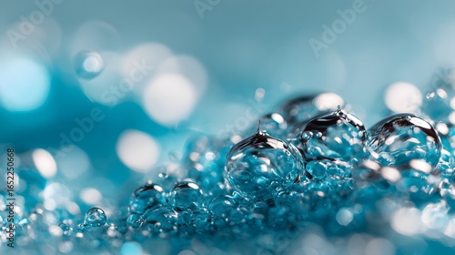 Close-up view of numerous iridescent water bubbles.