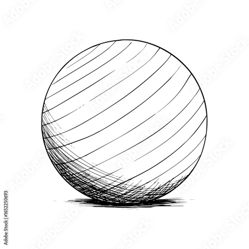 Isolated vector image of a pencil drawing fitness ball on transparent background 