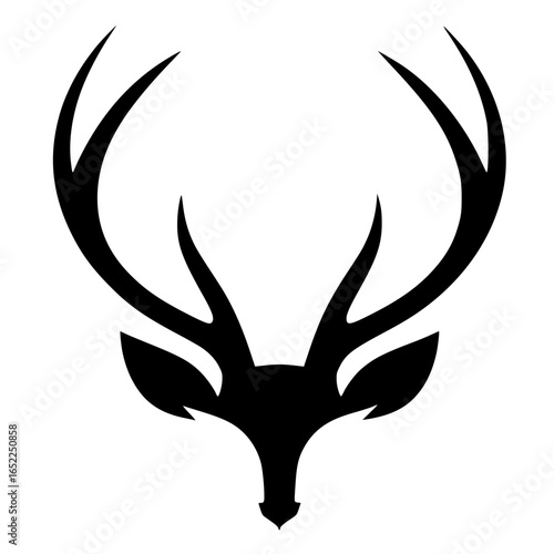Silhouette of sharp deer antlers
