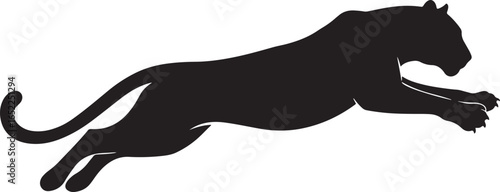 Black Panther Silhouette Leaping Forward Powerful Predator Vector Illustration for Graphic Design Projects and Branding