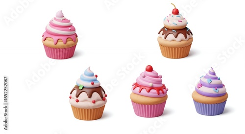 Wallpaper Mural Colorful candle cupcakes displayed against white background Torontodigital.ca