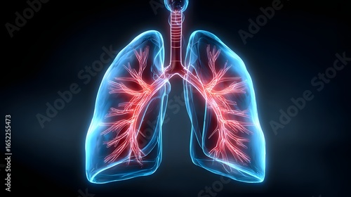 Detailed anatomical representation of the lungs.