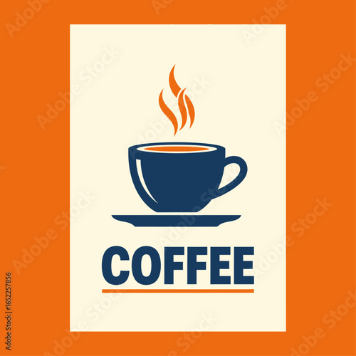 Minimalist Coffee Cup Poster – Retro Flat Vector Design