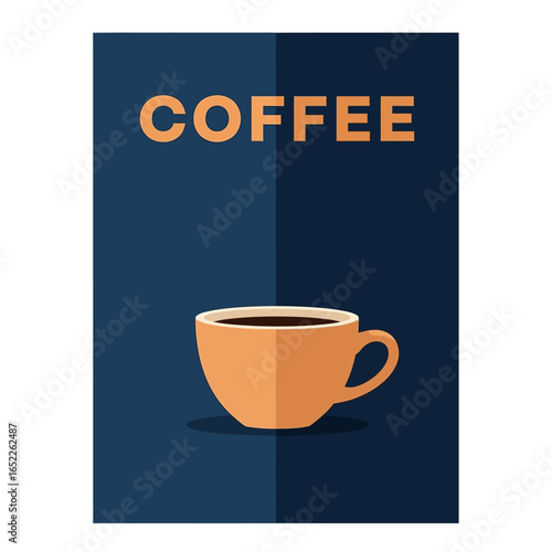Modern Flat Coffee Cup Illustration with Bold Typography