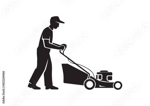 A gardener using a Lawn mower vector illustration