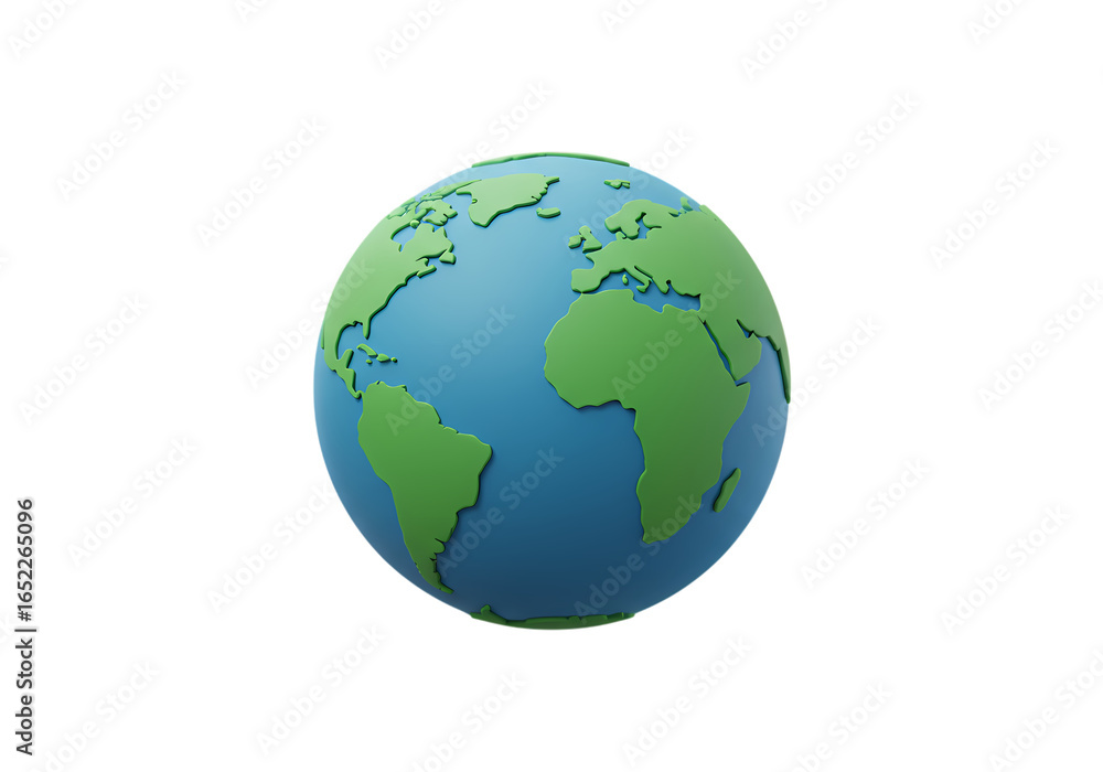 Fototapeta premium Stylized 3D Earth Globe: Global Connectivity and Sustainability Concept isolated on transparent background