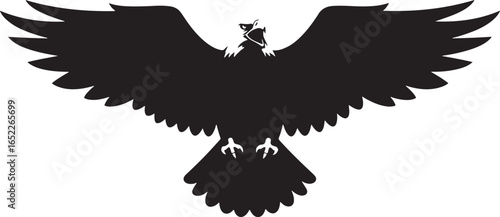 Majestic Eagle Silhouette Spreading Wings Vector Illustration for Creative Design Projects and Symbolism Capturing Strength and Freedom