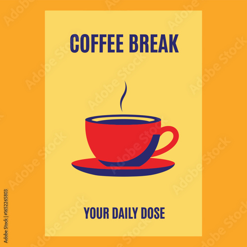 Coffee Break Poster – Vibrant Retro Flat Vector Style