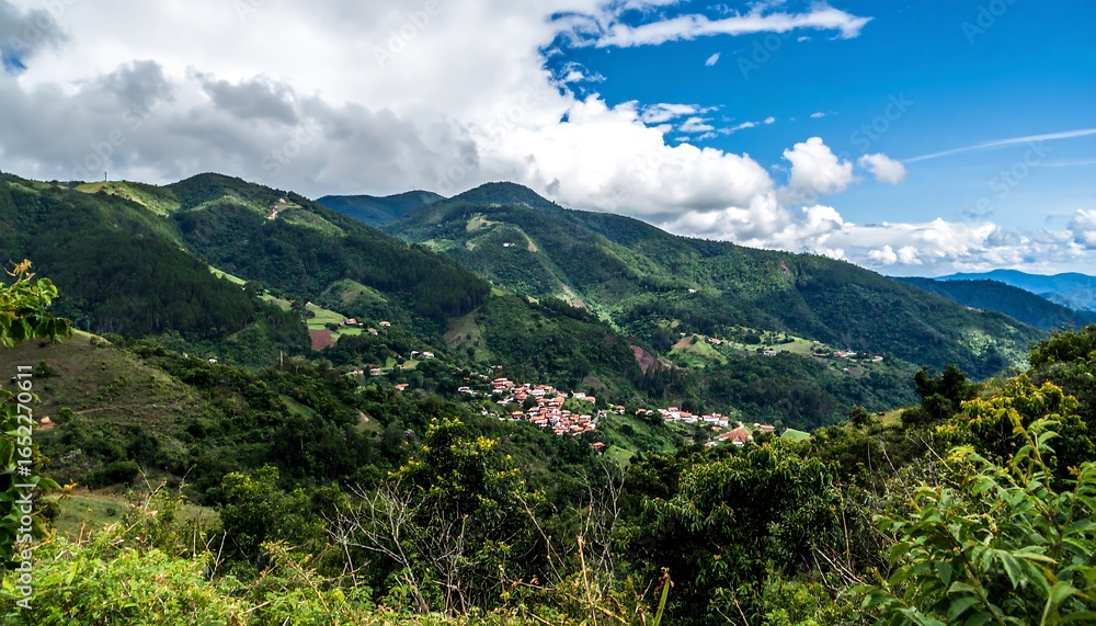 Naklejka premium Mountain valley panorama