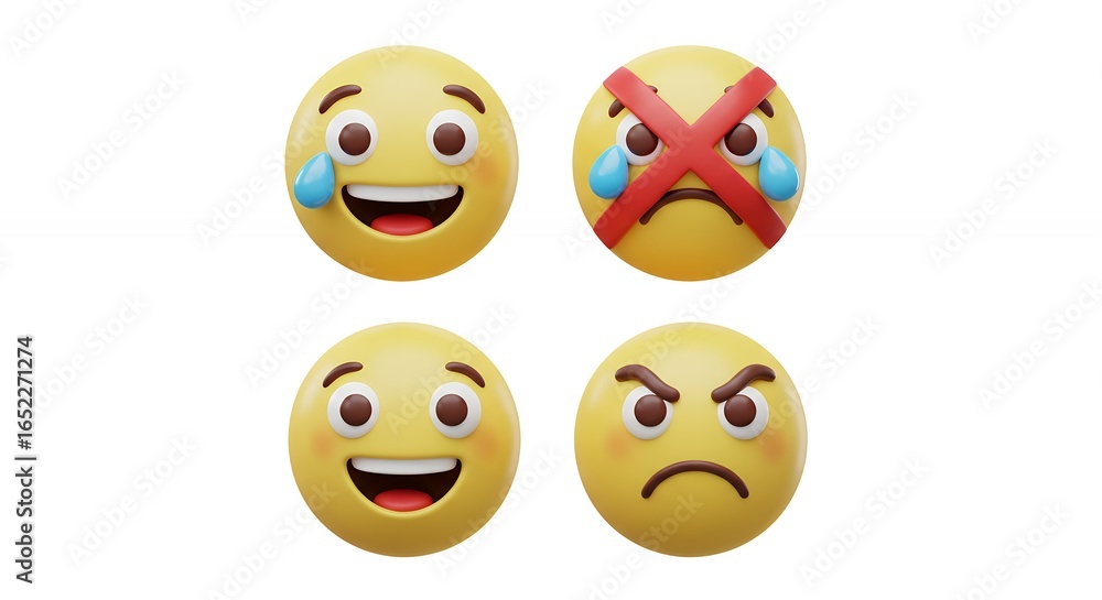 Obraz premium Emoji faces displaying emotions