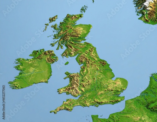 Detailed topographic map of the British Isles (1)