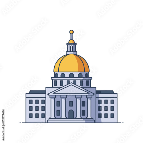 A grand, neoclassical government building with a prominent golden dome and classical columns, symbolizing civic authority and public administration.
