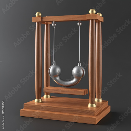 Energy Conservation Momentum. 3D illustration of Newton's cradle, concept of conservation of momentum and energy.