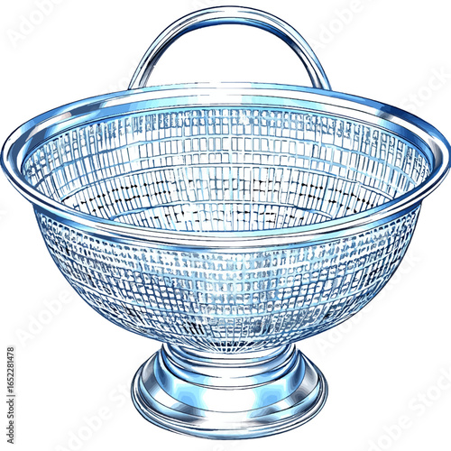 stainless steel colander on a white 