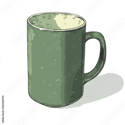 Green cup on white background 
