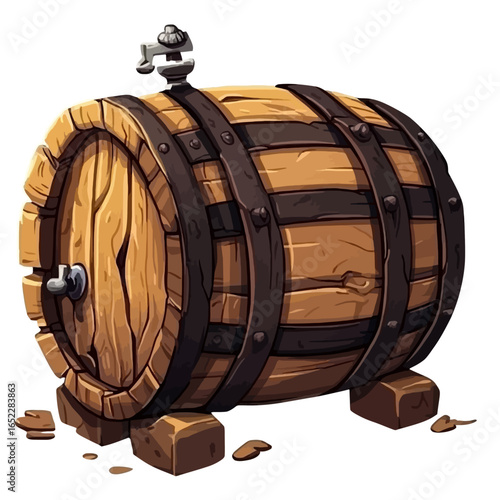 Illustration of a old wooden barrel 