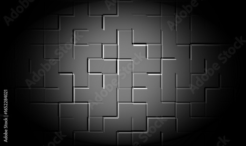 Dark Abstract Geometric Blocks Pattern with Shadow Effect