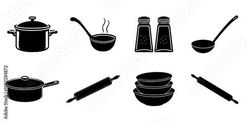 Kitchen Accessories Icon Bundle Cooking Symbols