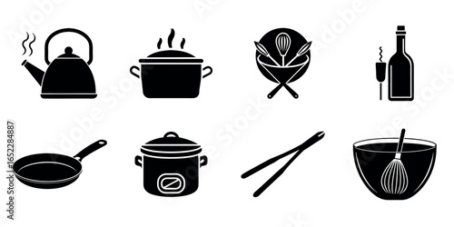 Food Cooking Icon Set Kitchenware Illustration