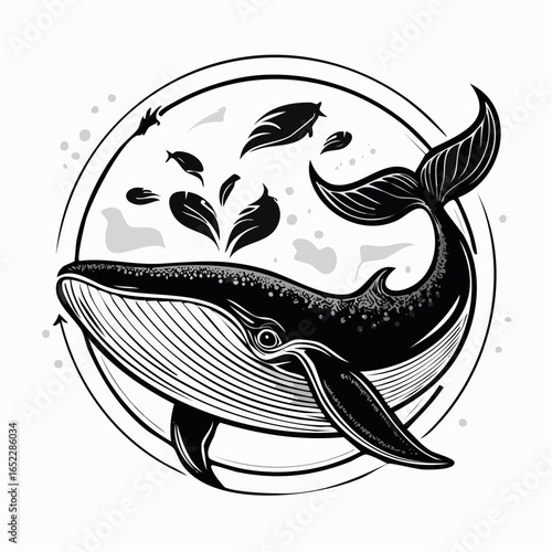A hand-drawn black silhouette of a tribal fish tattoo design, a cartoon vector illustration of a fish, or a decorative marine animal icon