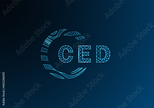 CED low poly letter logo vector design. CED lower poly logo design. CED unique low poly logo design.