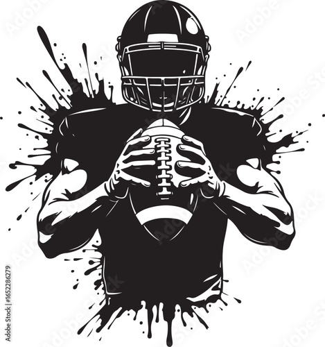 Dynamic American Football Player Ink Splash Illustration vector bundle