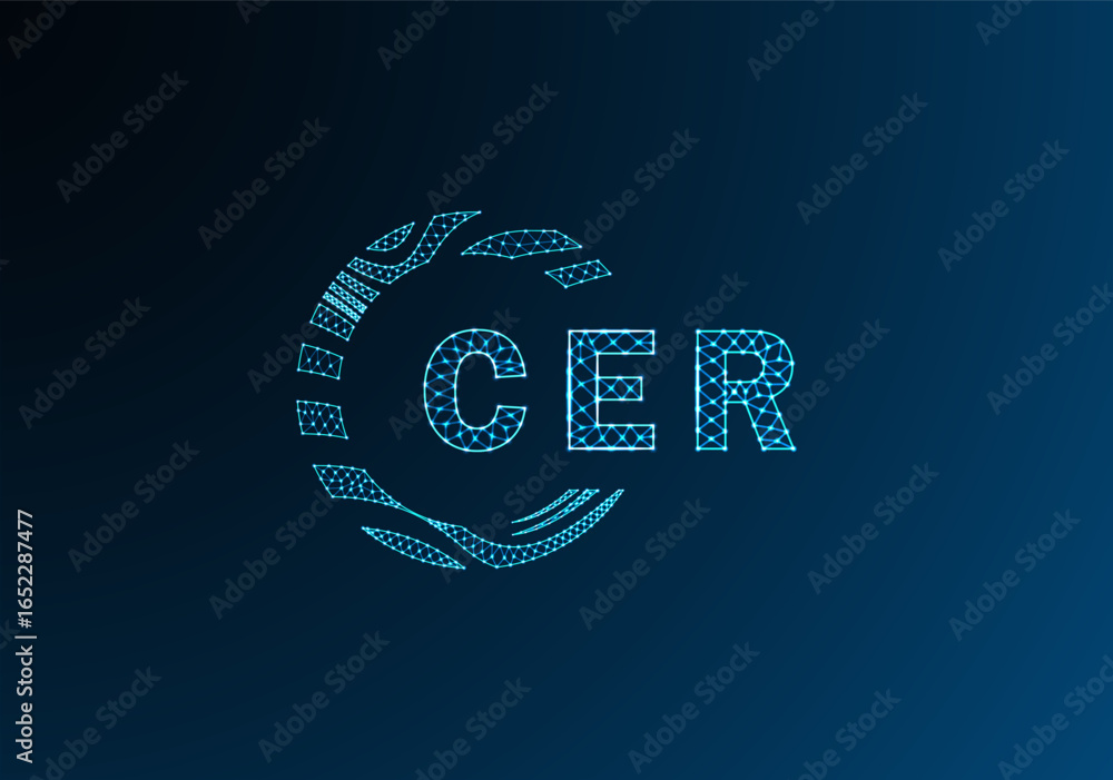 Naklejka premium CER low poly letter logo vector design. CER lower poly logo design. CER unique low poly logo design.