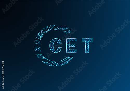 CET low poly letter logo vector design. CET lower poly logo design. CET unique low poly logo design.