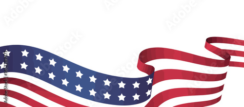 curved american flag ribbon illustration representing patriotism, national pride, independence, and united states heritage