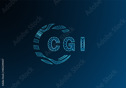 CGI low poly letter logo vector design. CGI lower poly logo design. CGI unique low poly logo design.