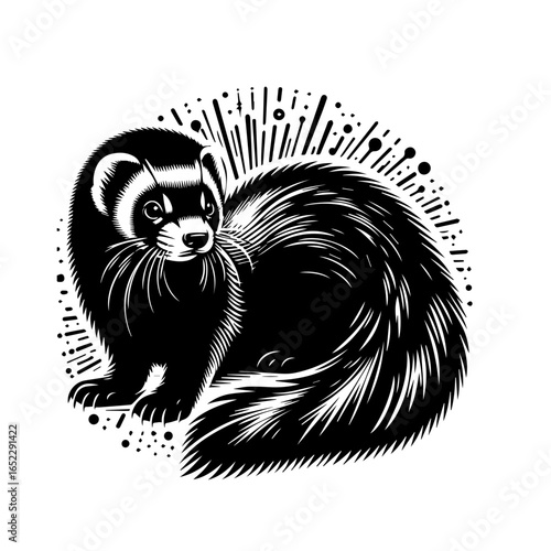 Ferret silhouette, cute domestic animal isolated on white background vector art