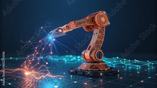 Advanced Industrial Robotic Arm Demonstrating Precision Welding Technology in a Modern Setting