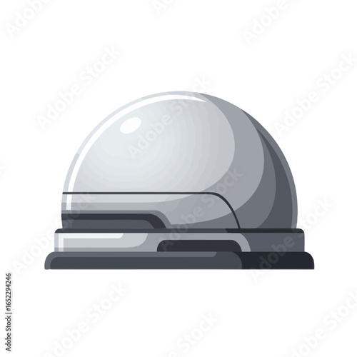 Shiny gray dome shaped stapler on a white backdrop, concept for office supply, stationery and document organization