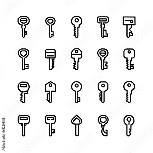 Unlock security with key icons a collection of key vector designs for access control and security solutions