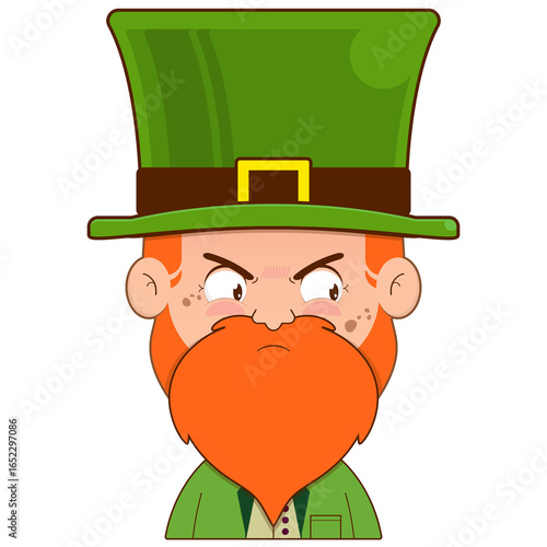 elf leprechaun angry face cartoon cute for saint Patrick's day