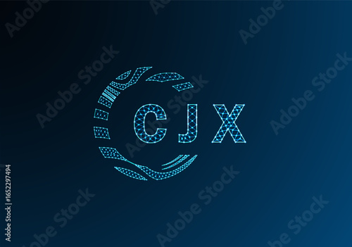 CJX low poly letter logo vector design. CJX lower poly logo design. CJX unique low poly logo design.