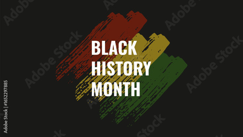 Black History Month African American history card celebration. Red yellow green color. Web page banner poster design. Vector.