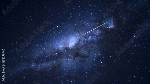 Milky way galaxy with a shooting star.