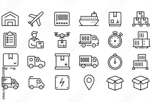 Parcel, Box, and Order Delivery Vector Icons for Business