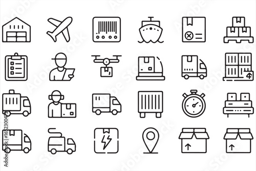Transport, Package, and Courier Service Symbols Collection