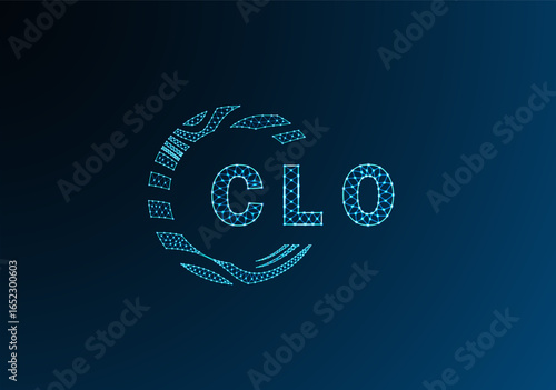 CLO low poly letter logo vector design. CLO lower poly logo design. CLO unique low poly logo design.