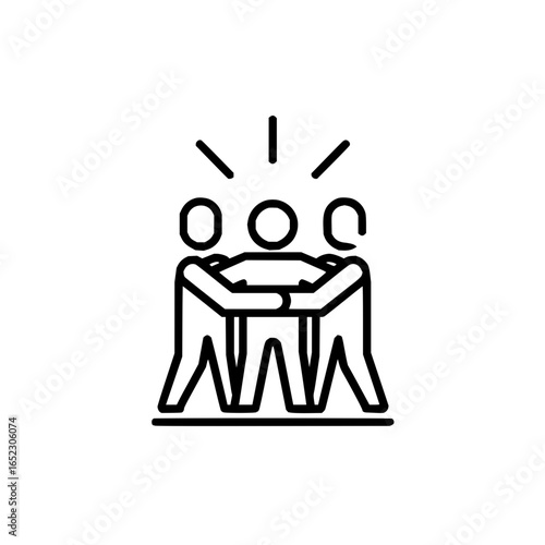 Teamwork collaboration synergy partnership cooperation unity support group business people success together icon