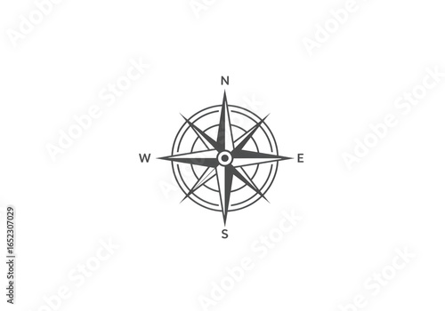 Gray Compass Rose on Black Background isolated on transparent background