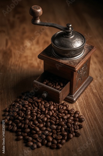 coffee grinder and beans