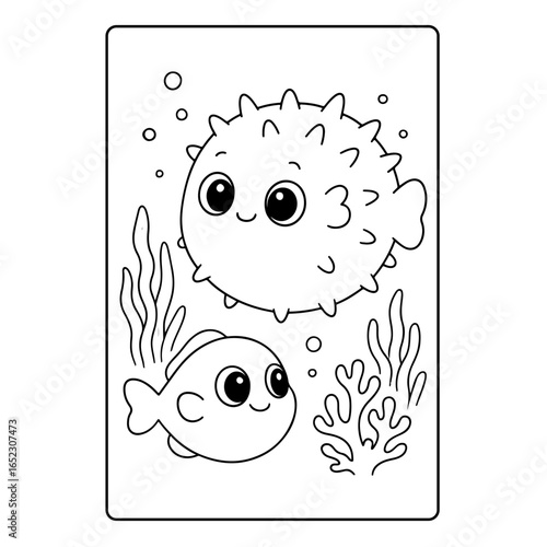 Puffer Fish sea Children Coloring Pages
