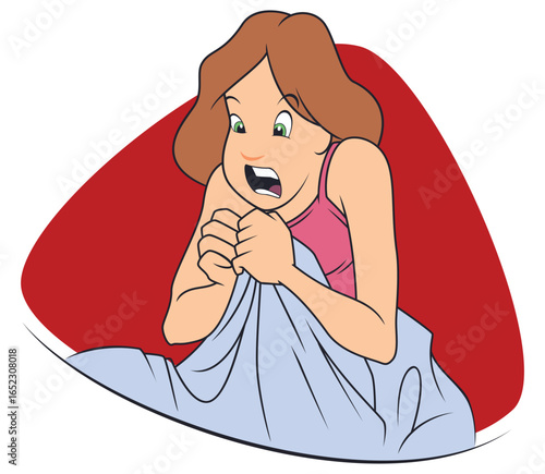 Girl woke up in horror after nightmare dream.