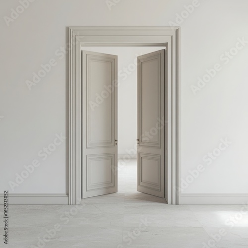 Empty Room With A White Door